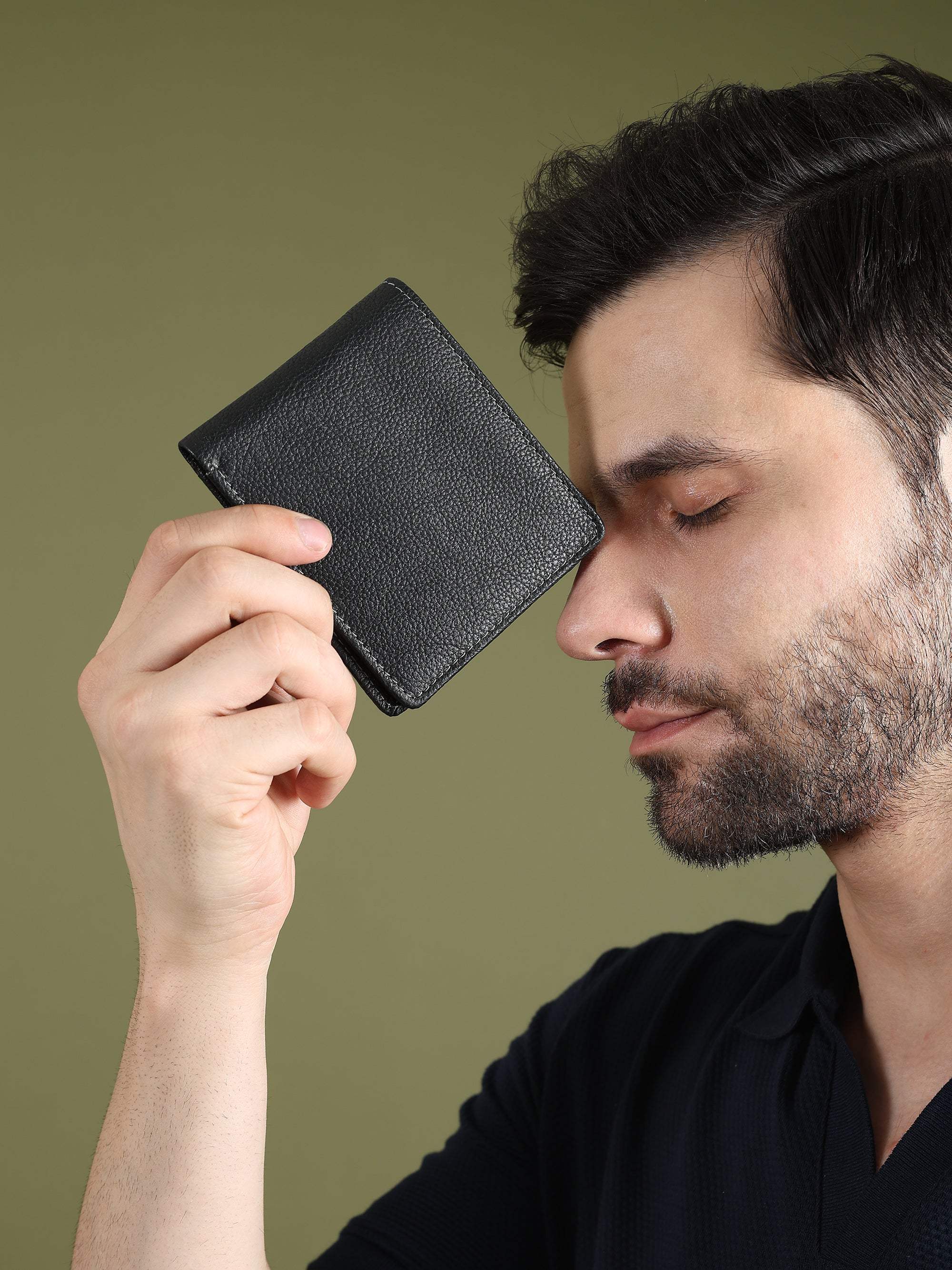 Black Textured Leather Mens Wallet - Classy Leather Bags - Flyclothing LLC