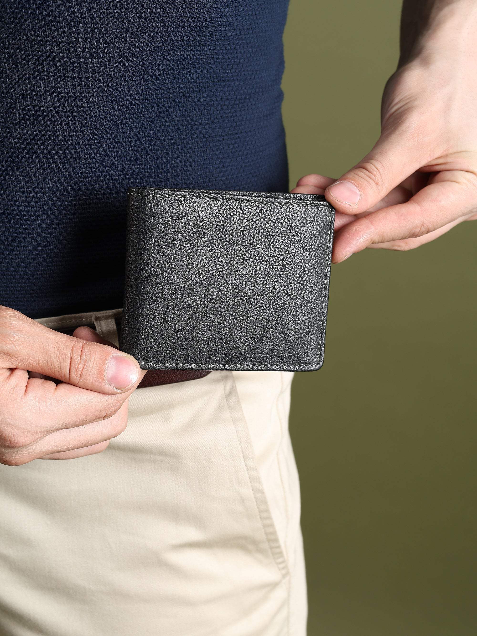 Black Textured Leather Mens Wallet - Classy Leather Bags - Flyclothing LLC