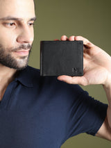 Black Minimal Contrast Wallet - Classy Leather Bags - Flyclothing LLC