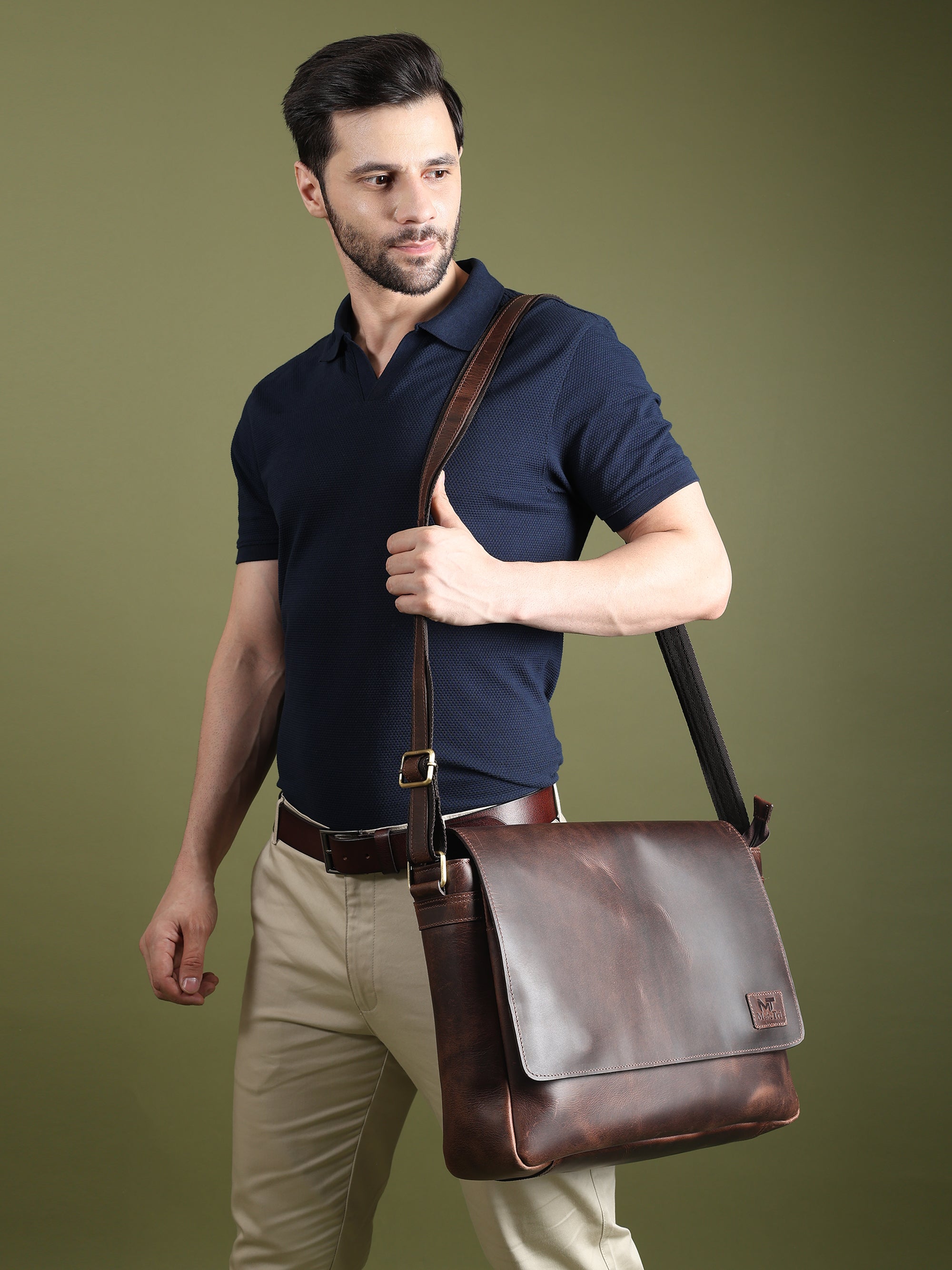 Genuine Sitka Leather Laptop Bag - Classy Leather Bags - Flyclothing LLC