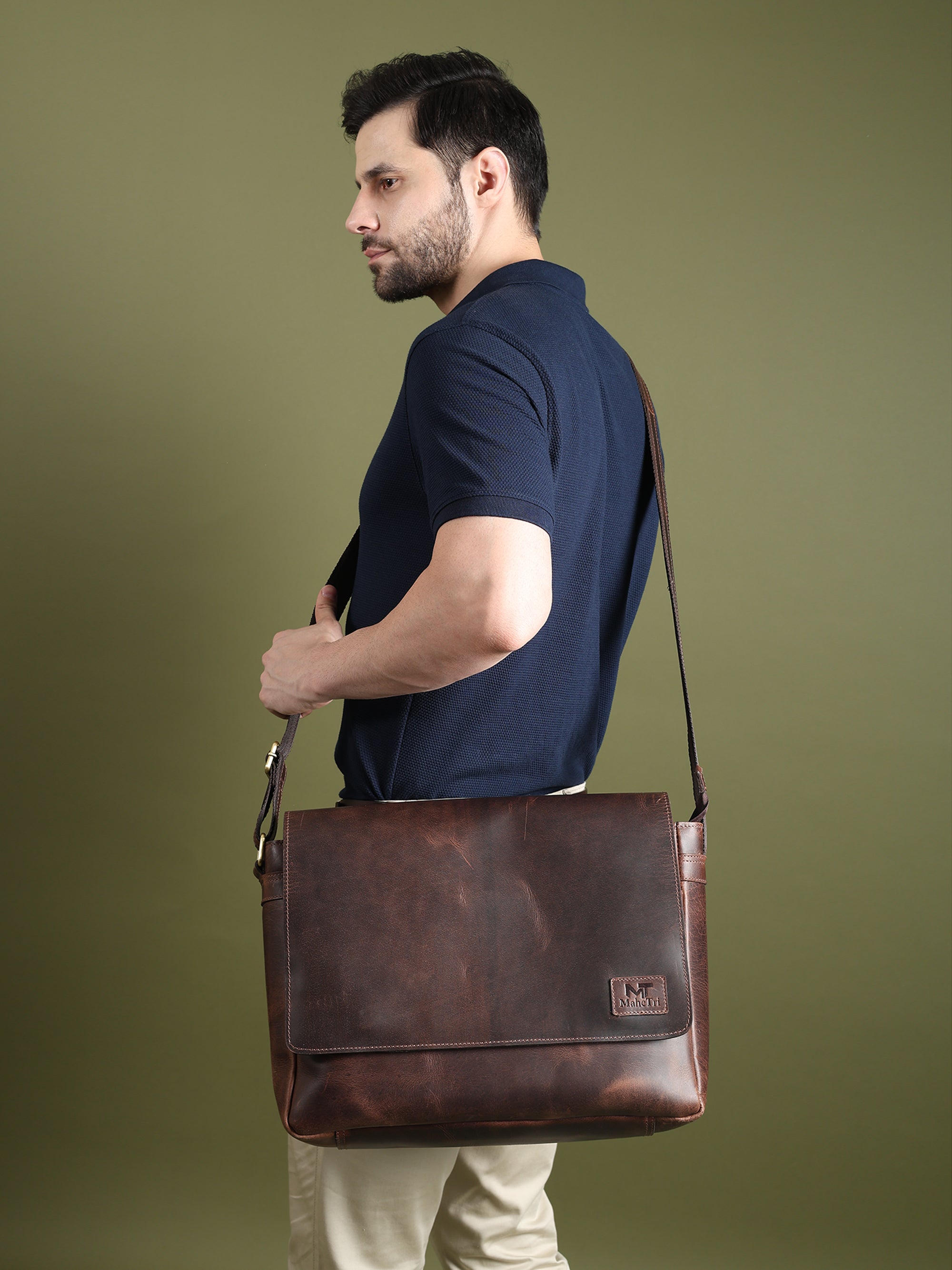 Genuine Sitka Leather Laptop Bag - Classy Leather Bags - Flyclothing LLC