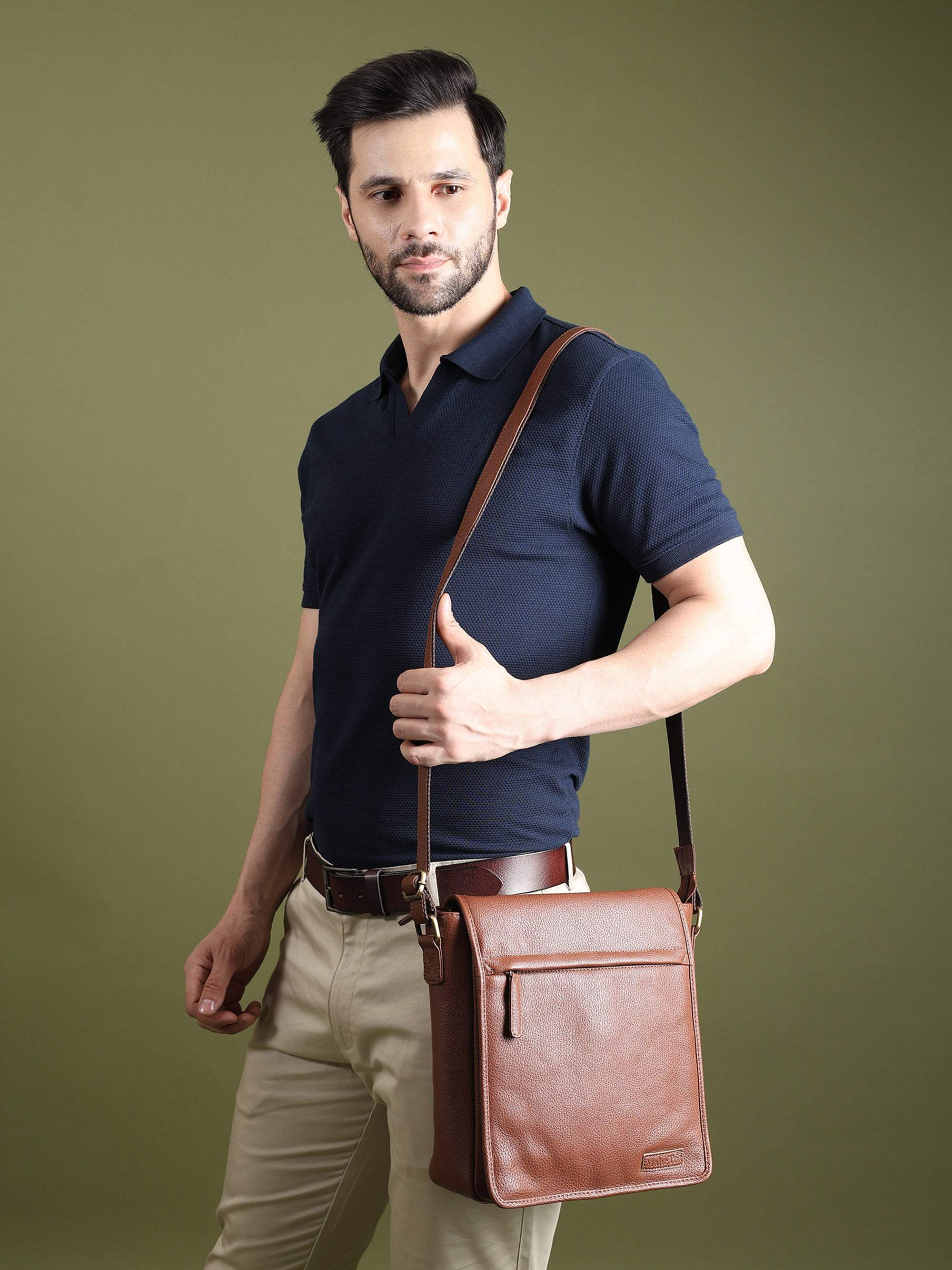 Leather Crossbody Bag for Travel Work - Classy Leather Bags - Flyclothing LLC
