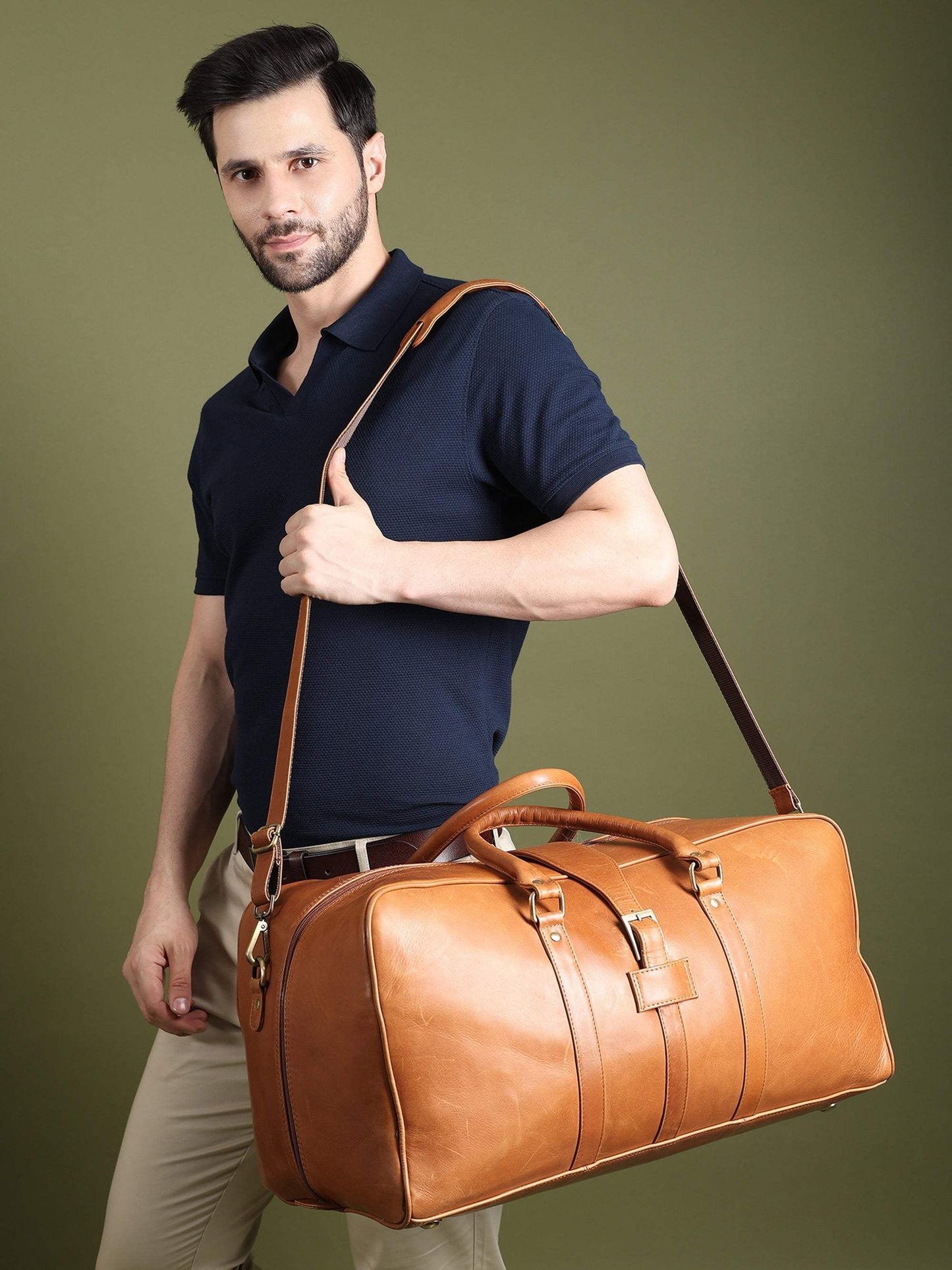 Port Blair Leather Duffle Travel Bag - Classy Leather Bags - Flyclothing LLC