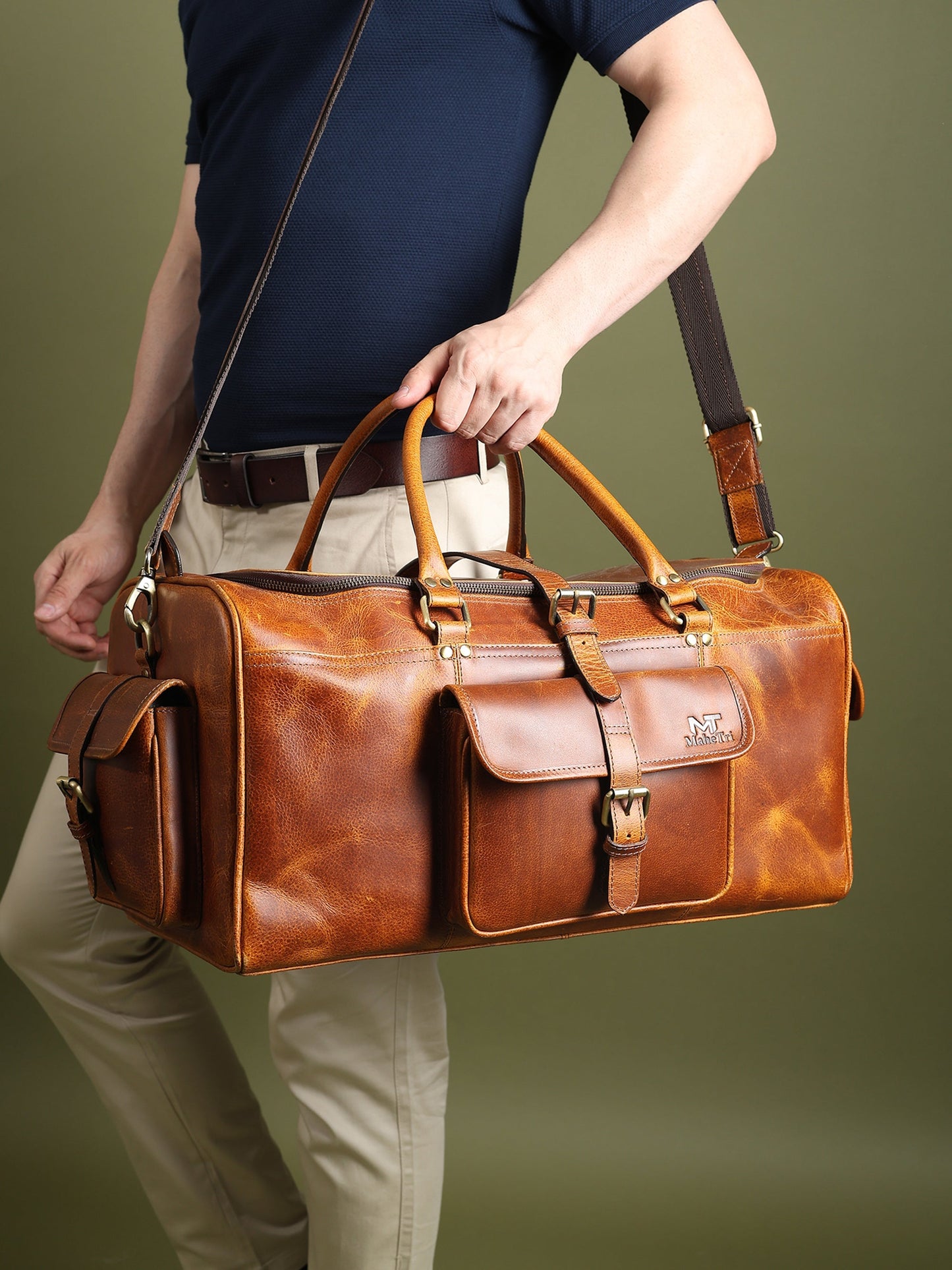 Berlin Leather Weekender Duffle Bag - Classy Leather Bags - Flyclothing LLC