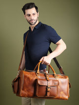 Berlin Leather Weekender Duffle Bag - Classy Leather Bags - Flyclothing LLC