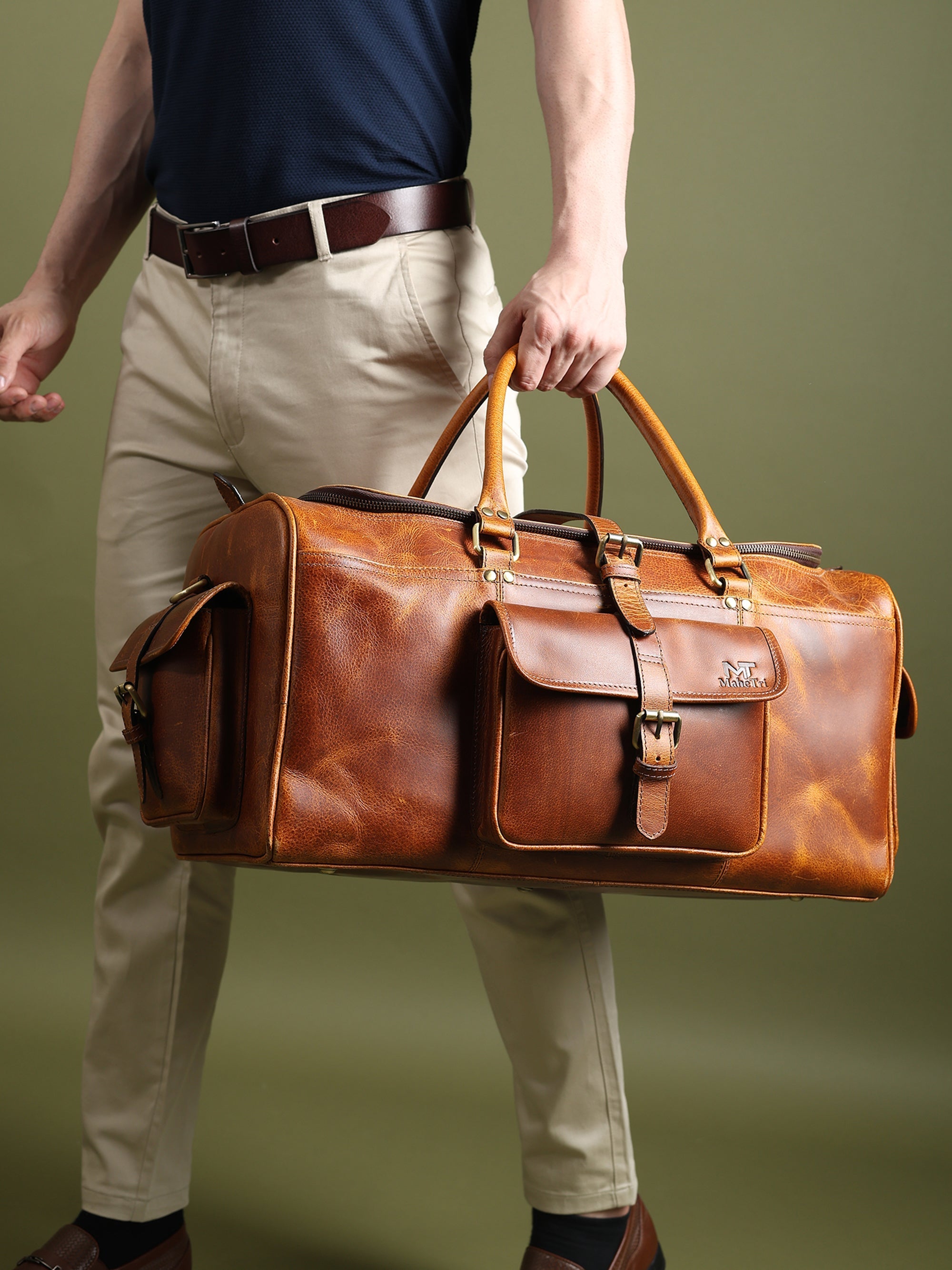 Berlin Leather Weekender Duffle Bag - Classy Leather Bags - Flyclothing LLC