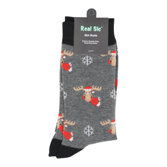 Reindeer Christmas Holiday Socks - Comfy Cotton for Men & Women - Real Sic - Flyclothing LLC