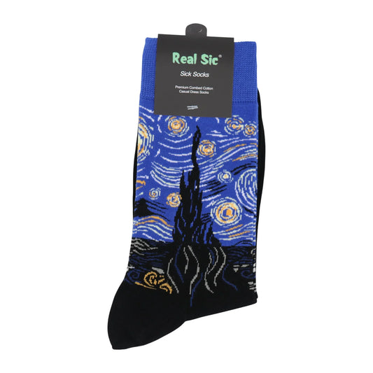 Starry Night by Van Gogh Art Socks - Comfy Cotton for Men & Women - Real Sic - Flyclothing LLC