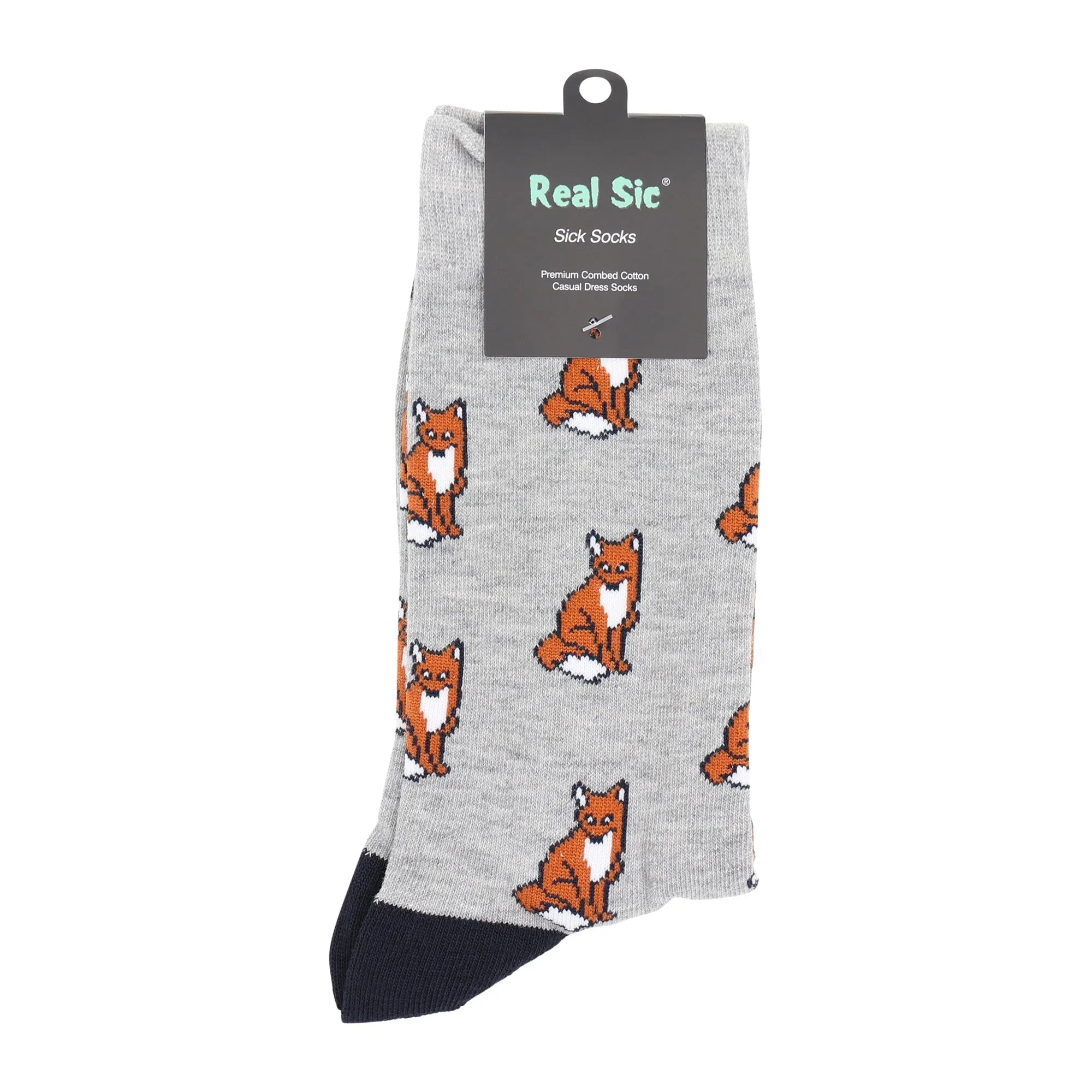 Sitting Fox Animal Socks - Comfy Cotton for Men & Women - Real Sic - Flyclothing LLC