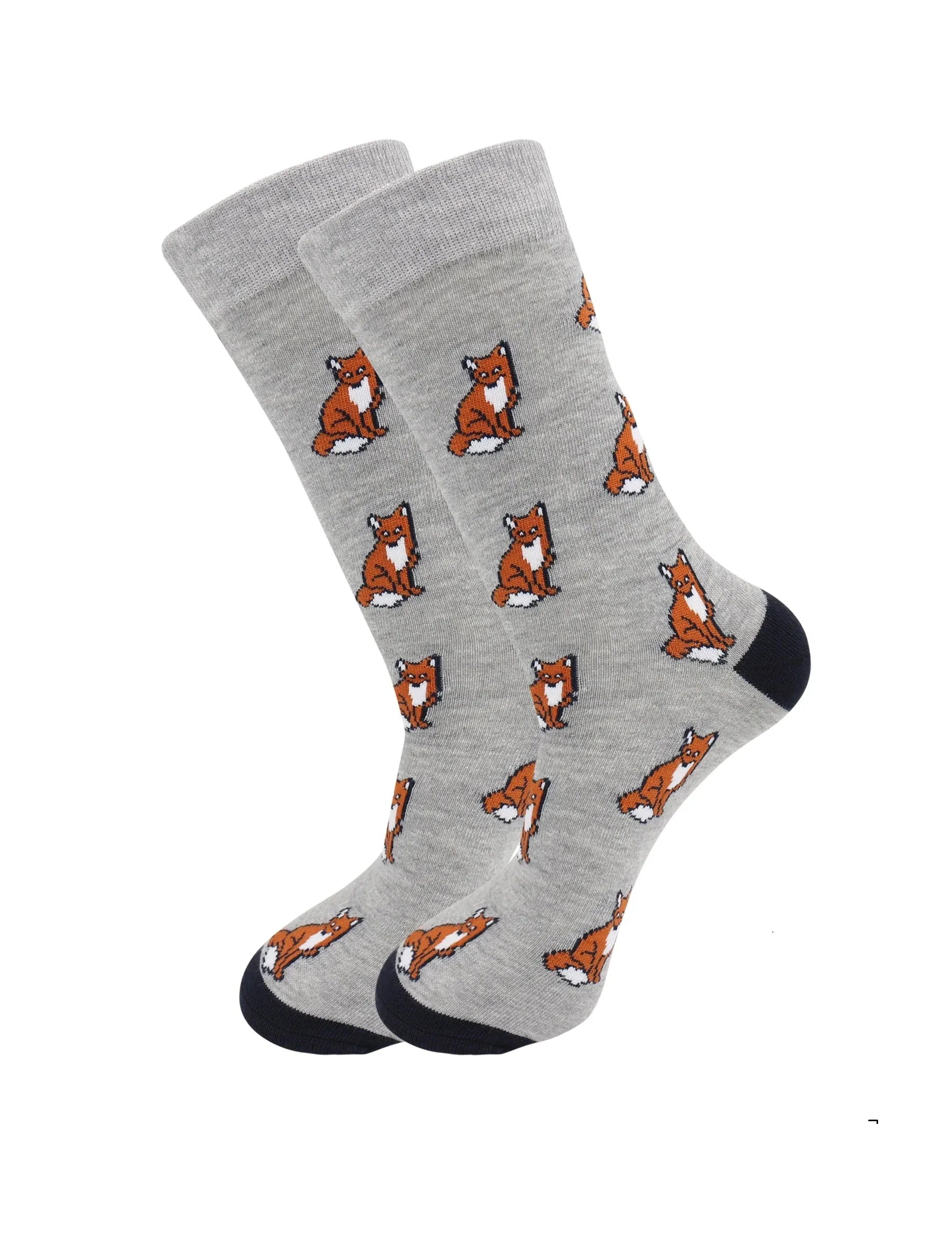 Sitting Fox Animal Socks - Comfy Cotton for Men & Women - Real Sic - Flyclothing LLC
