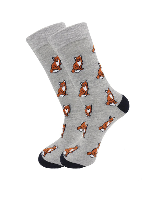 Sitting Fox Animal Socks - Comfy Cotton for Men & Women - Real Sic - Flyclothing LLC