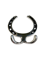 Huntley Equestrian Silver Horseshoe Wall Hook Rack-2 Hook Equestrian Home and Barn Decor