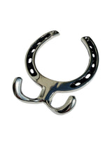 Huntley Equestrian Silver Horseshoe Wall Hook Rack-2 Hook Equestrian Home and Barn Decor