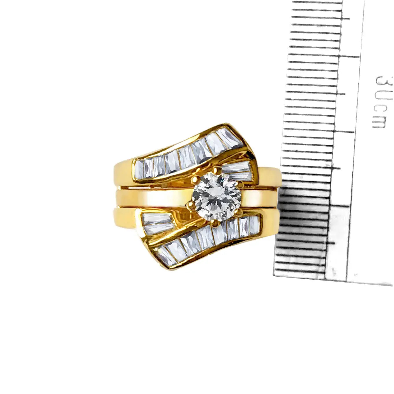 LOAS1373 - Sterling Silver 925 ring set with gold plating in AAA grade CZ ships in one day - Alamode - Flyclothing LLC