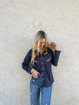 Prodigal Blues Pearl Snap Blouse - Lil Bee's Bohemian - Flyclothing LLC