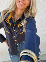Prodigal Blues Pearl Snap Blouse - Lil Bee's Bohemian - Flyclothing LLC