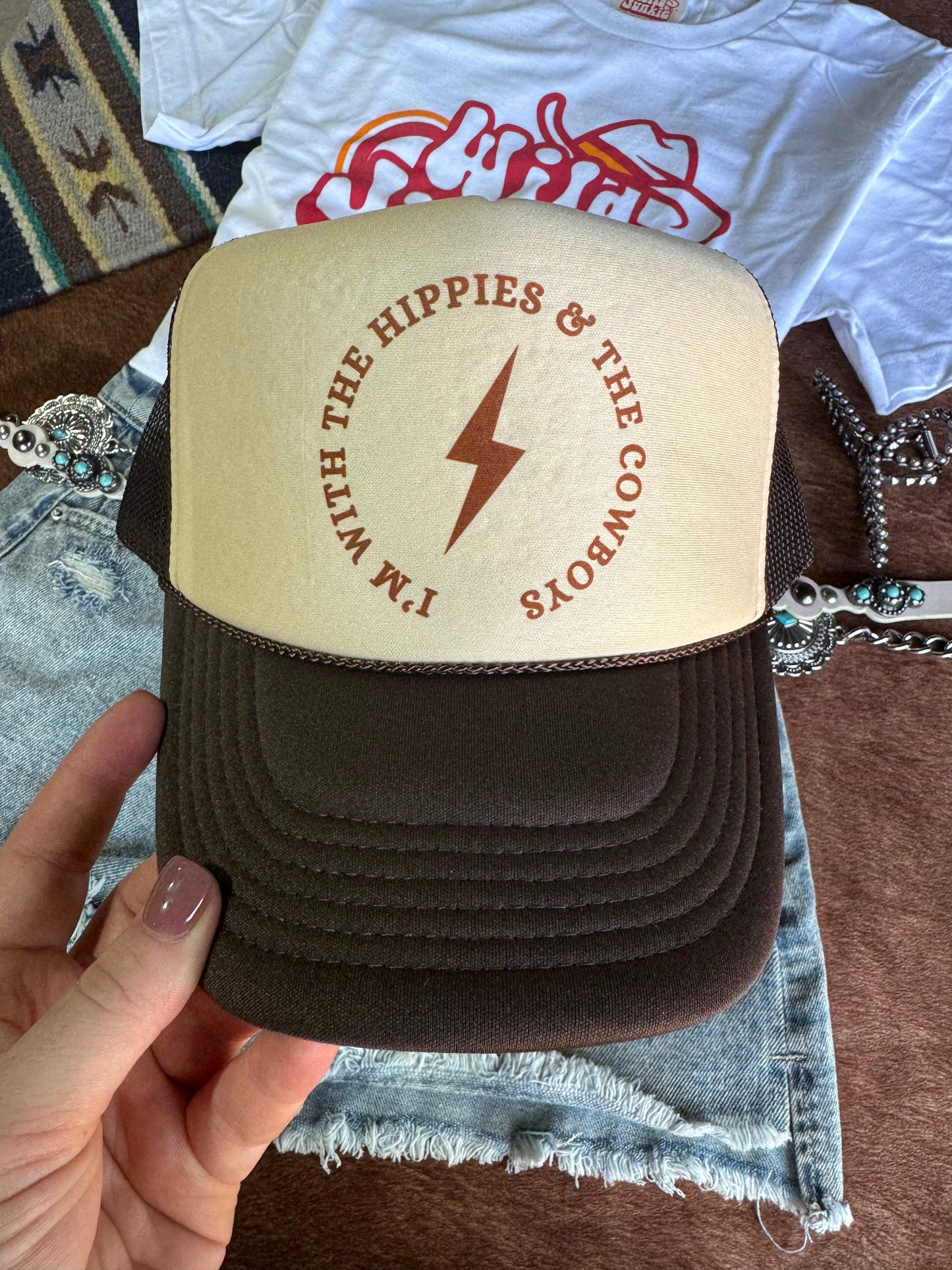 Hippies & Cowboys Trucker Hat - Wild Junkie - Flyclothing LLC