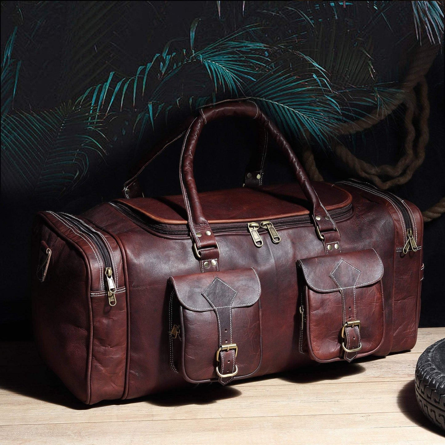 Vintage Dark Brown Traveller Duffle Bag - Classy Leather Bags - Flyclothing LLC