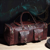 Vintage Dark Brown Traveller Duffle Bag - Classy Leather Bags - Flyclothing LLC