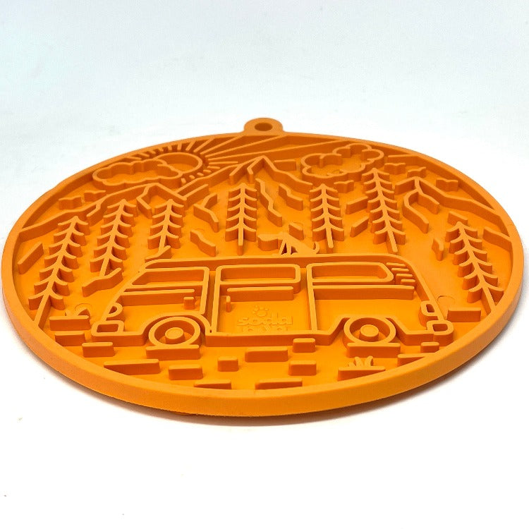 Camp eMat - Enrichment Lick Mat For Dogs and Cats - with Suction Cups | Retro Van Design | USA Made - SodaPup/True Dogs, LLC - Flyclothing LLC