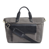 Voyager Canvas Leather Briefcase, Gray - Classy Leather Bags - Flyclothing LLC