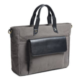 Voyager Canvas Leather Briefcase, Gray - Classy Leather Bags - Flyclothing LLC