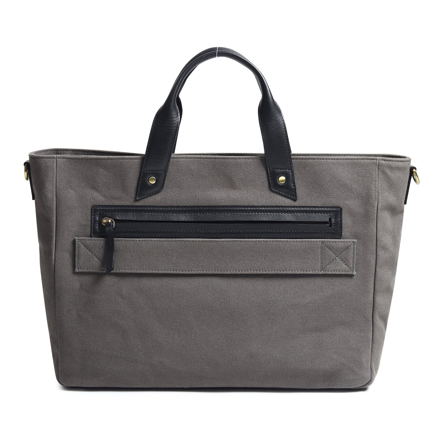 Voyager Canvas Leather Briefcase, Gray - Classy Leather Bags - Flyclothing LLC