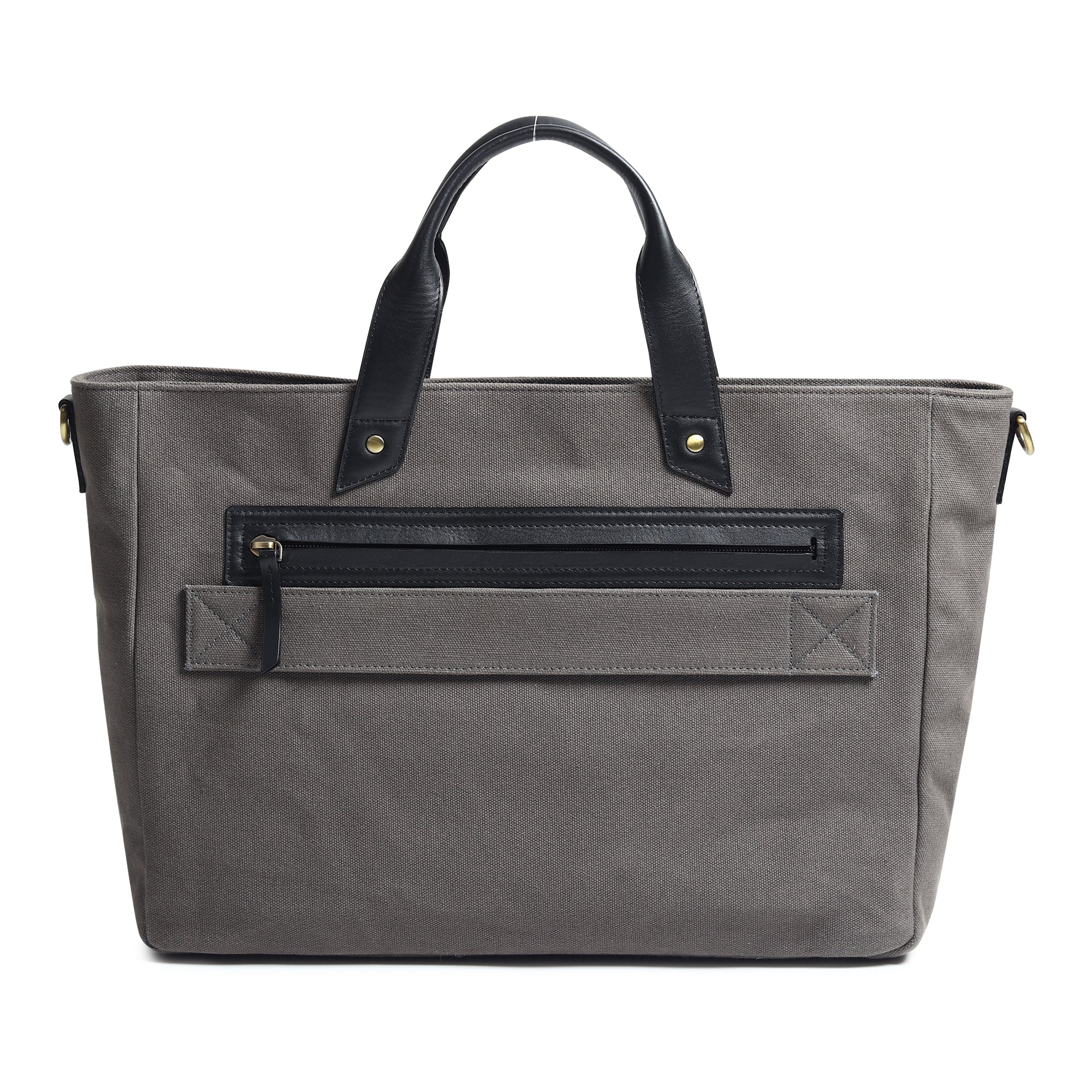 Voyager Canvas Leather Briefcase, Gray - Classy Leather Bags - Flyclothing LLC