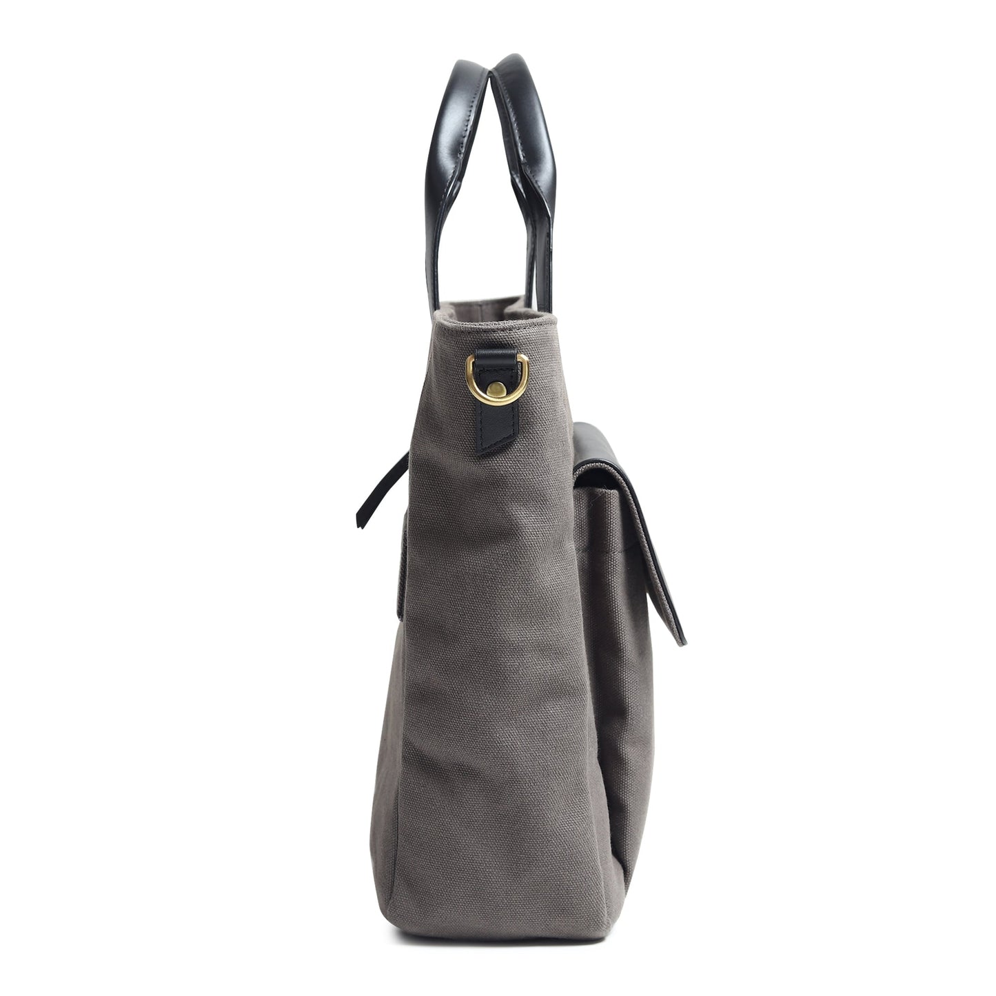 Voyager Canvas Leather Briefcase, Gray - Classy Leather Bags - Flyclothing LLC