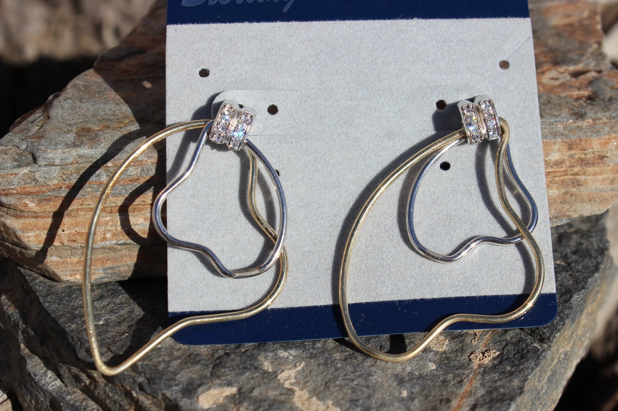 LOAS1370 - Two Tone 925 Sterling Silver Earrings with AAA Grade CZ in Clear - Alamode - Flyclothing LLC