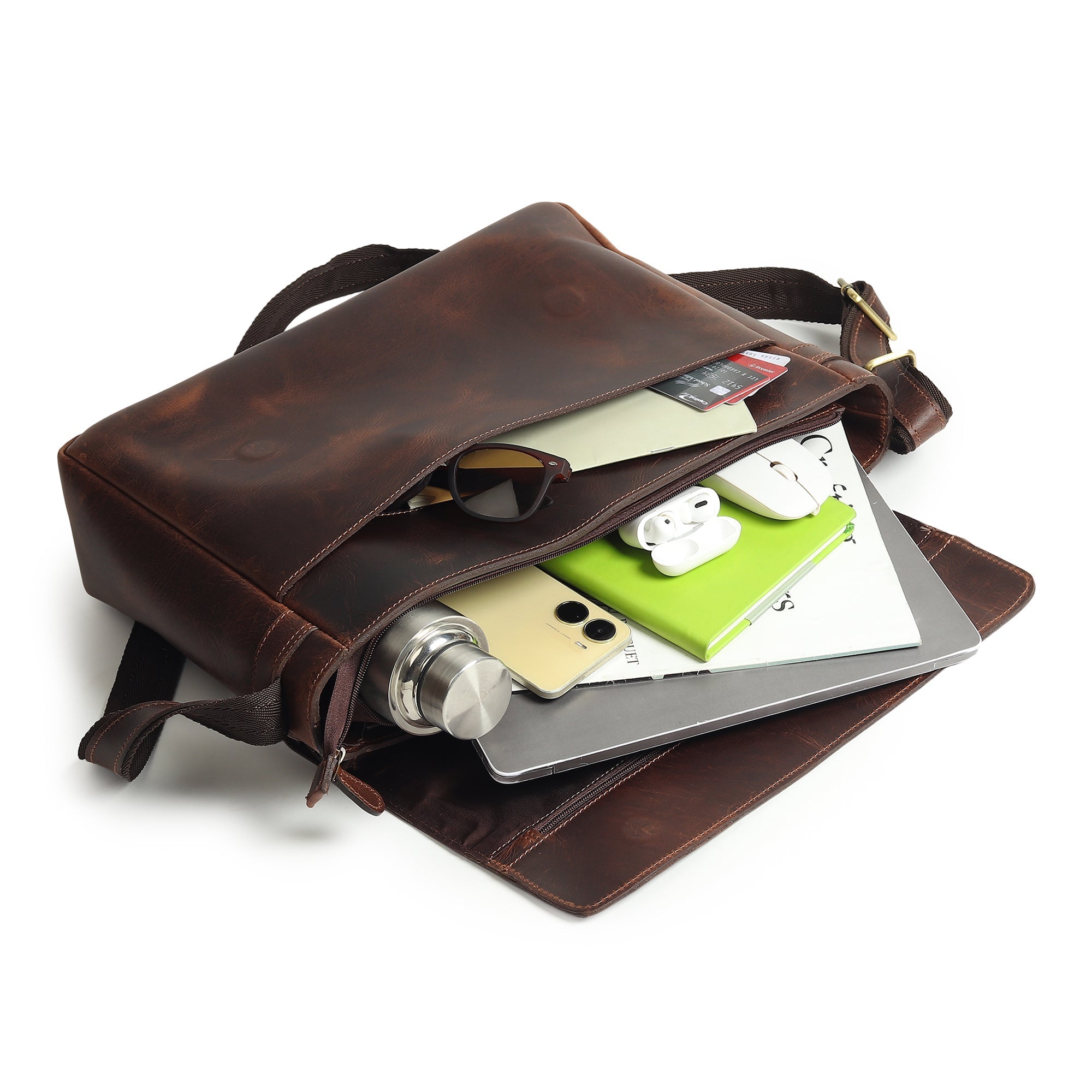 Genuine Sitka Leather Laptop Bag - Classy Leather Bags - Flyclothing LLC