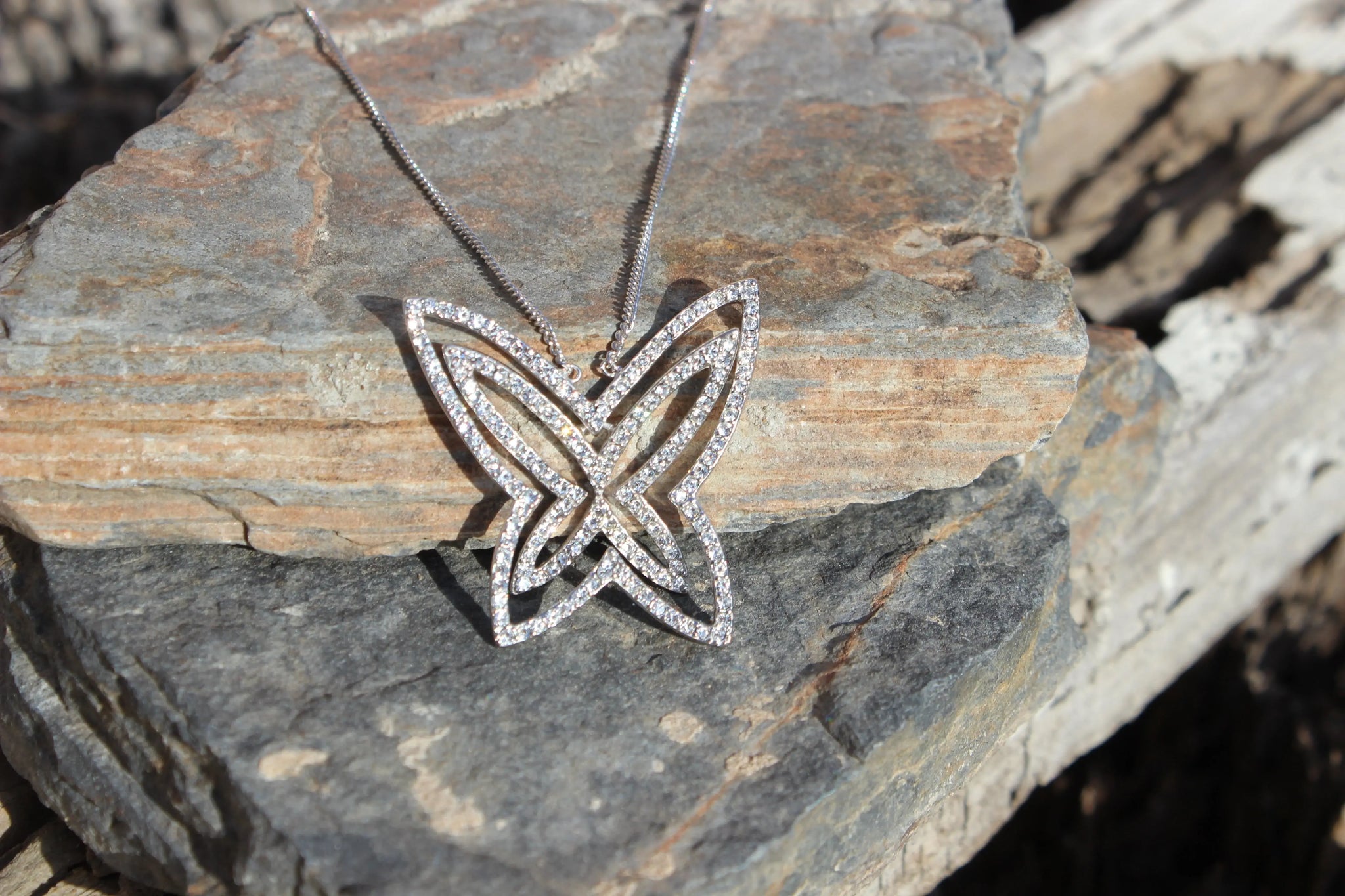 LOAS1374 - Rhodium Plating 925 Sterling Silver Chain Pendant with Crystal in Clear - Alamode - Flyclothing LLC