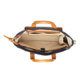 Voyager Canvas Leather Briefcase, Dark Blue - Classy Leather Bags - Flyclothing LLC