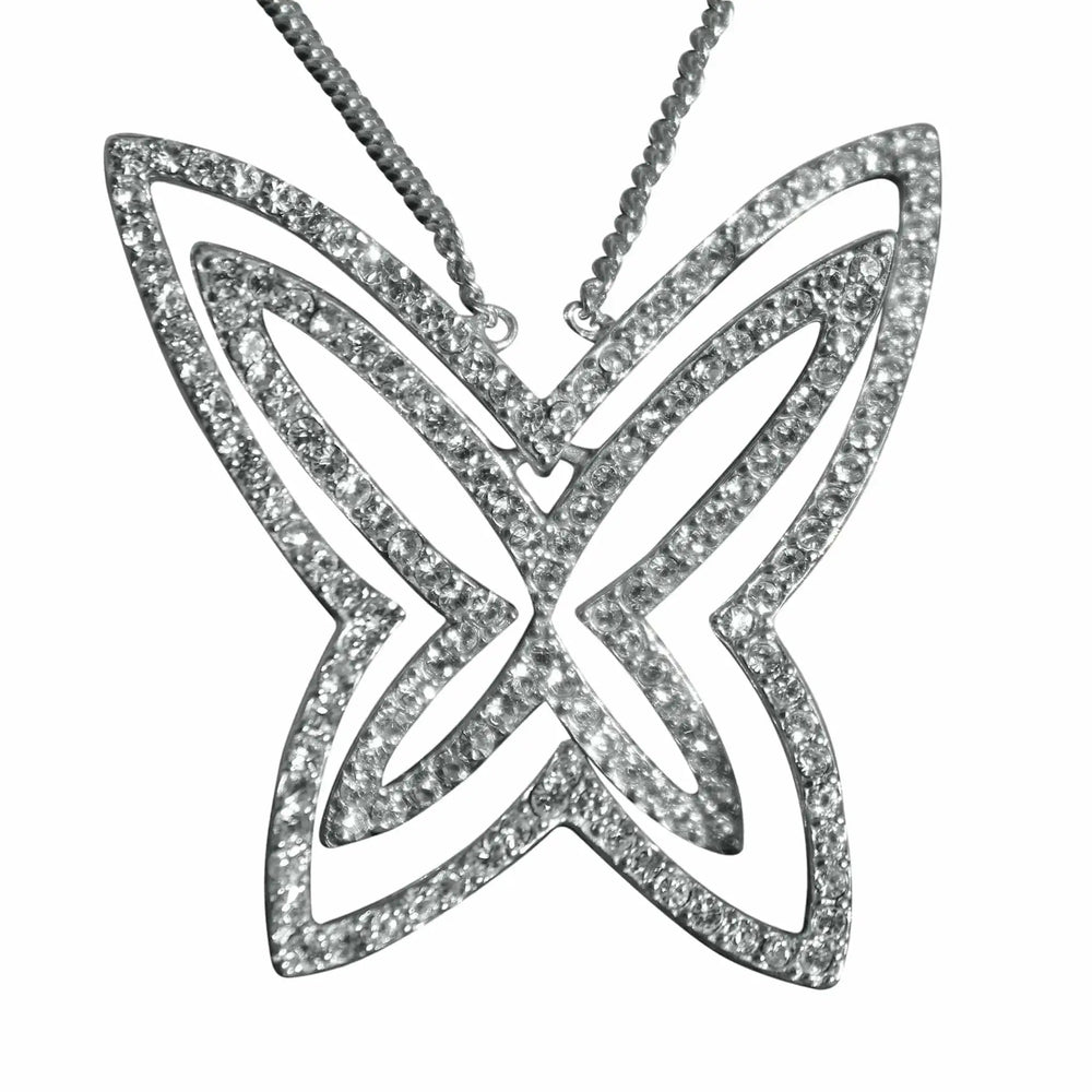 LOAS1374 - Rhodium Plating 925 Sterling Silver Chain Pendant with Crystal in Clear - Alamode