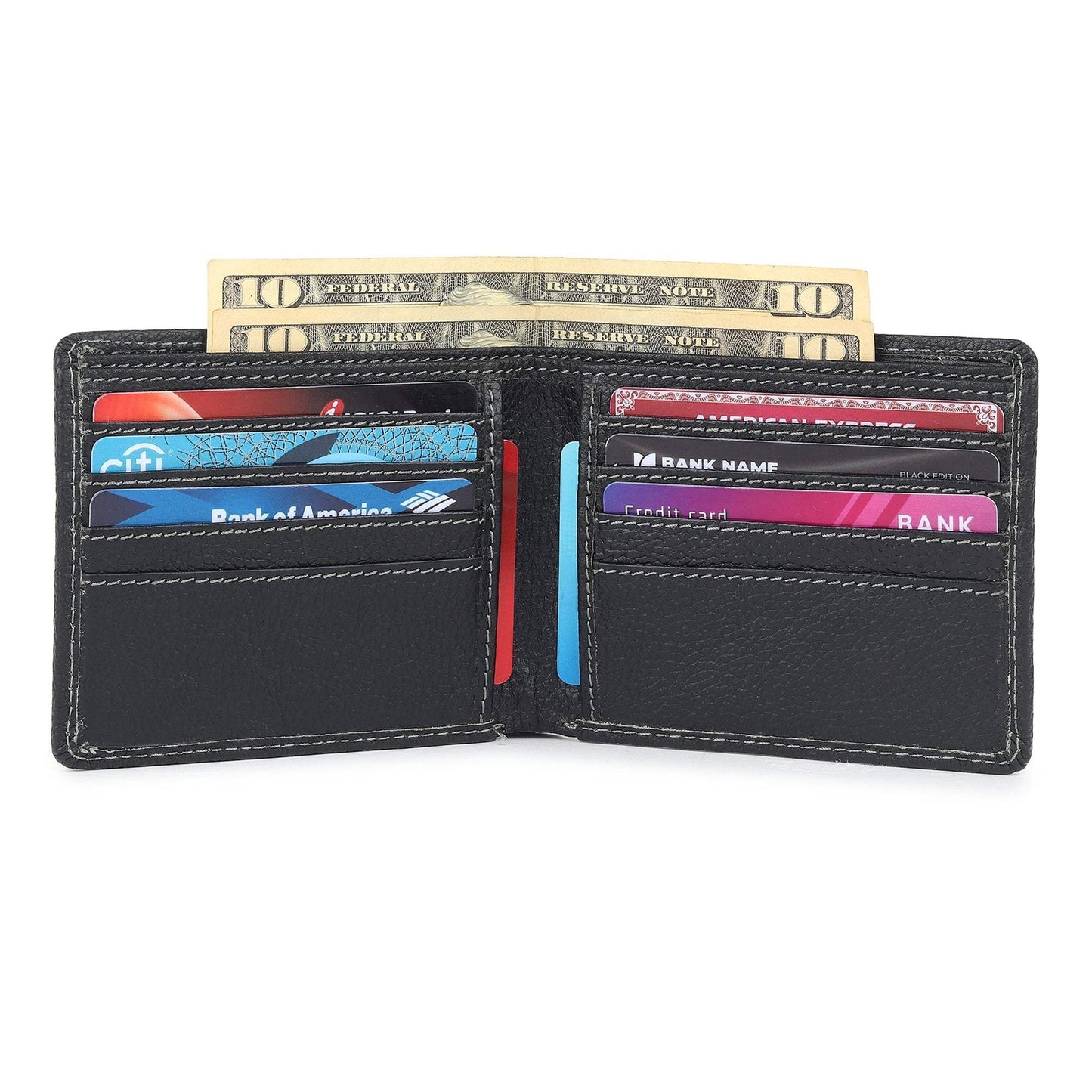 Black Textured Leather Mens Wallet - Classy Leather Bags - Flyclothing LLC