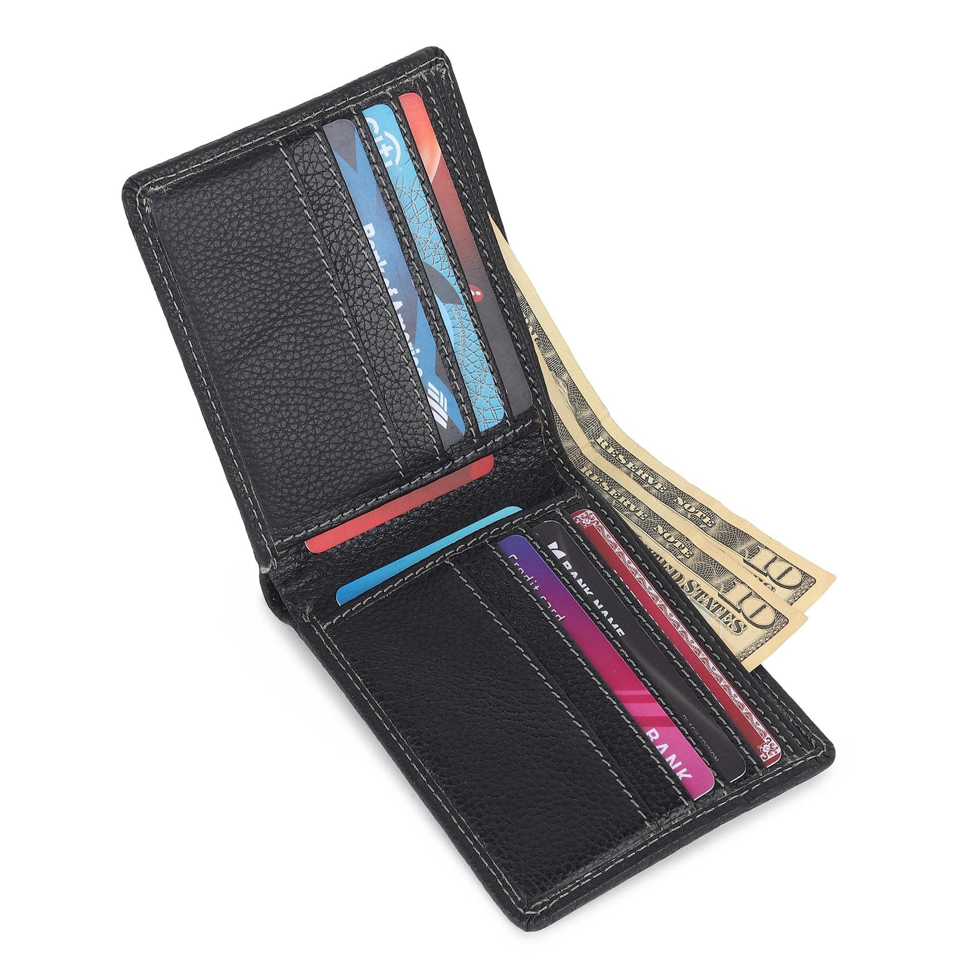Black Textured Leather Mens Wallet - Classy Leather Bags - Flyclothing LLC