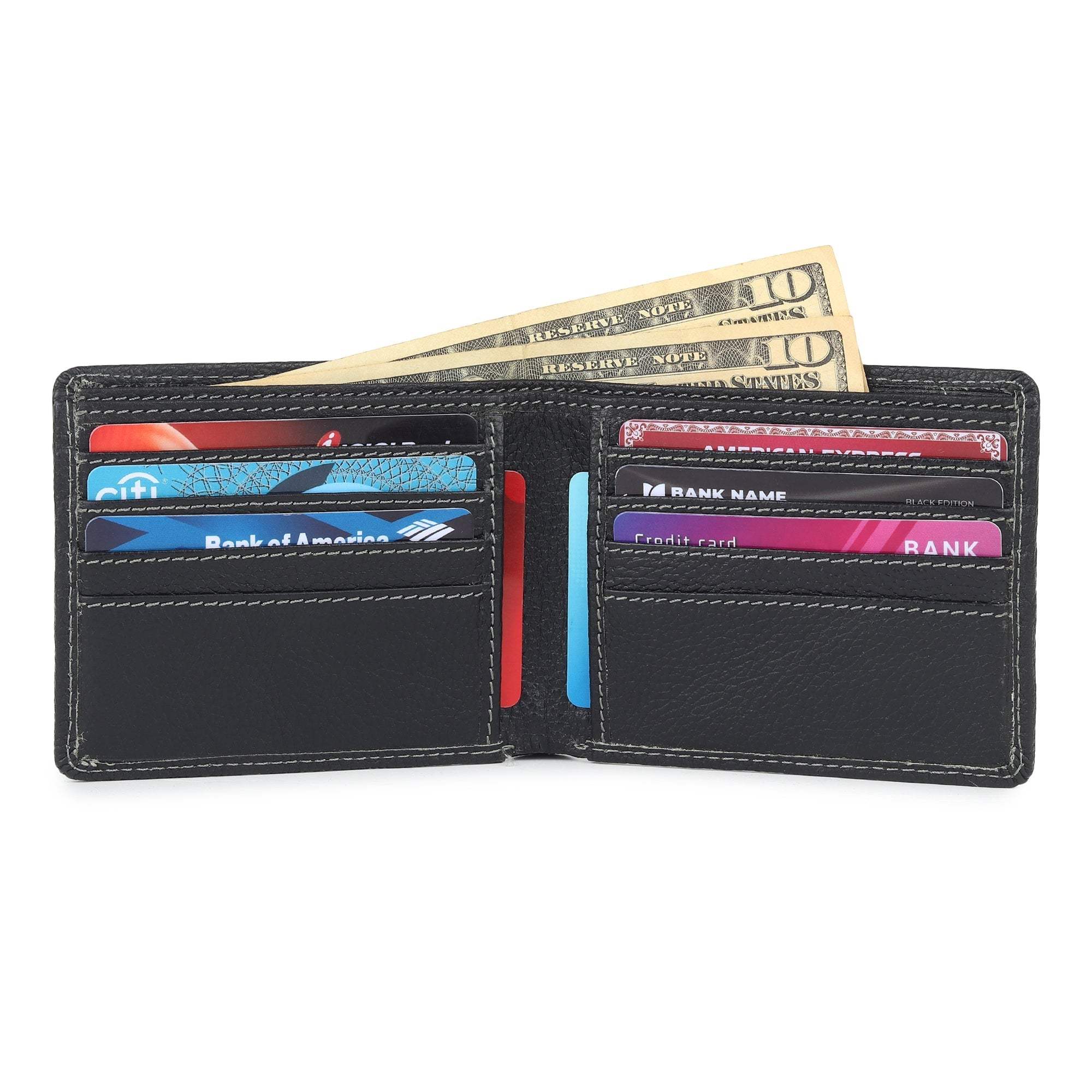 Black Textured Leather Mens Wallet - Classy Leather Bags - Flyclothing LLC
