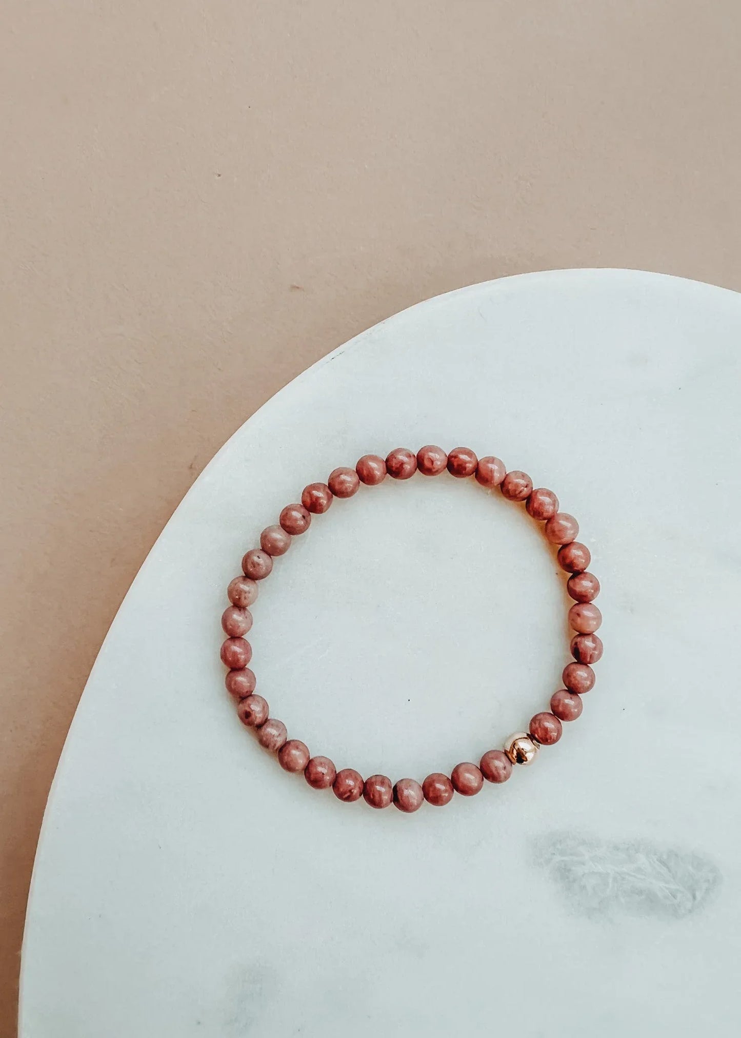 Natural Pink Rhodonite + 14k Gold Filled || Stretch Bracelet - CanyonLeaf - Flyclothing LLC