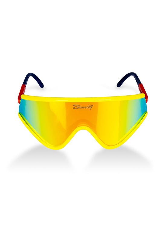 The Revo | Yellow and Red Mirrored Macho Polarized Sunglasses - Shinesty