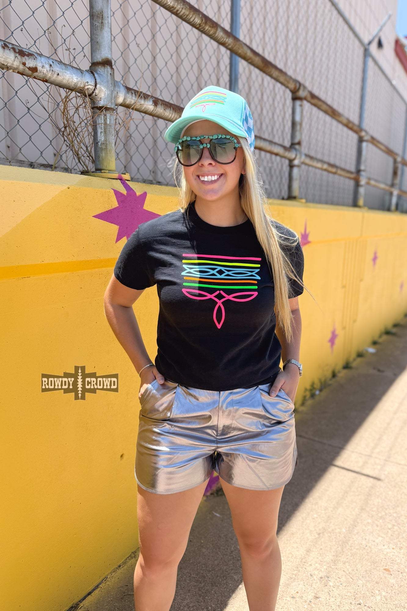 DS BLACK- Neon Boot Stitch Tee