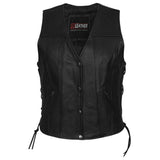 Aurora - Ladies Side Lace Leather Vest - GoLeather - Flyclothing LLC