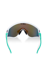 The Machos | White & Teal Mirrored Sunglasses - Shinesty