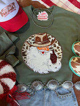 Western Santa Sequin Patch Sweatshirt - Wild Junkie - Flyclothing LLC