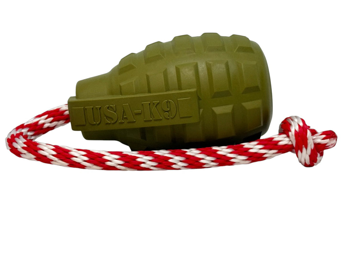 USA-K9 Grenade Shaped Rubber Dog Toy - Chew, Treat Dispenser & Tug Toy | USA - Army Green - SodaPup/True Dogs, LLC - Flyclothing LLC