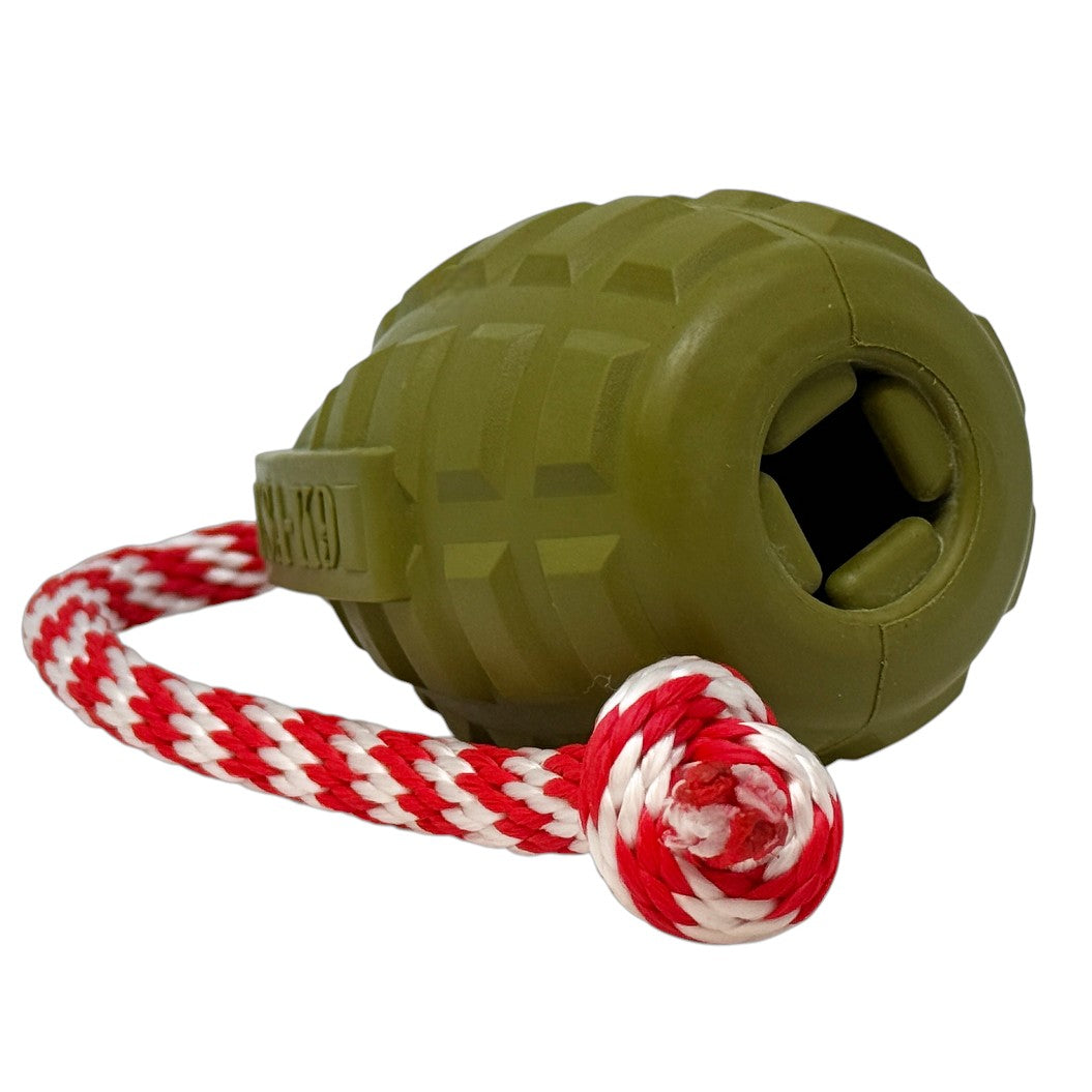 USA-K9 Grenade Shaped Rubber Dog Toy - Chew, Treat Dispenser & Tug Toy | USA - Army Green - SodaPup/True Dogs, LLC - Flyclothing LLC