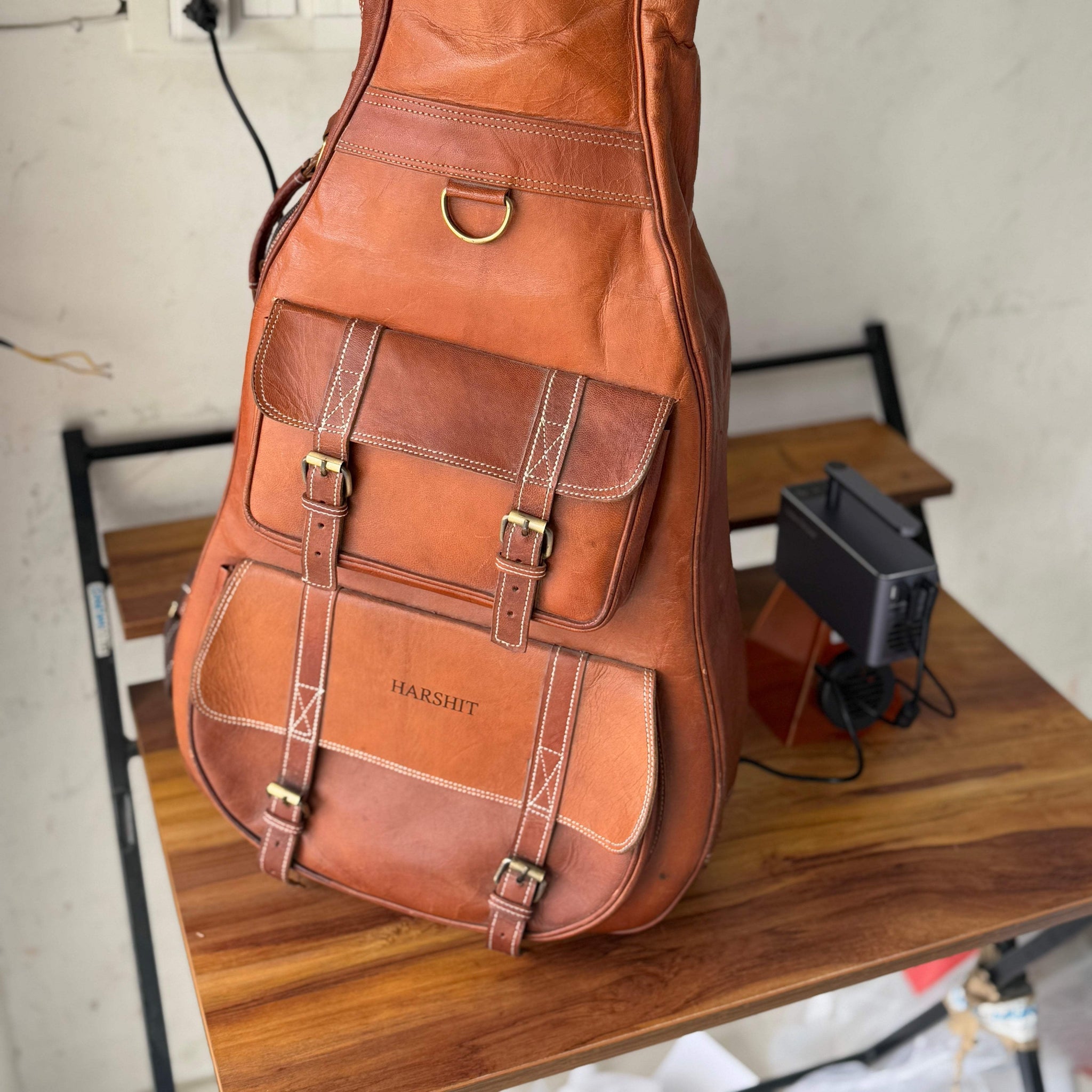 Personalized Leather Guitar Case - Classy Leather Bags - Flyclothing LLC