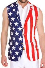 The Tommy J | American Flag Print Sleeveless Suit - Shinesty
