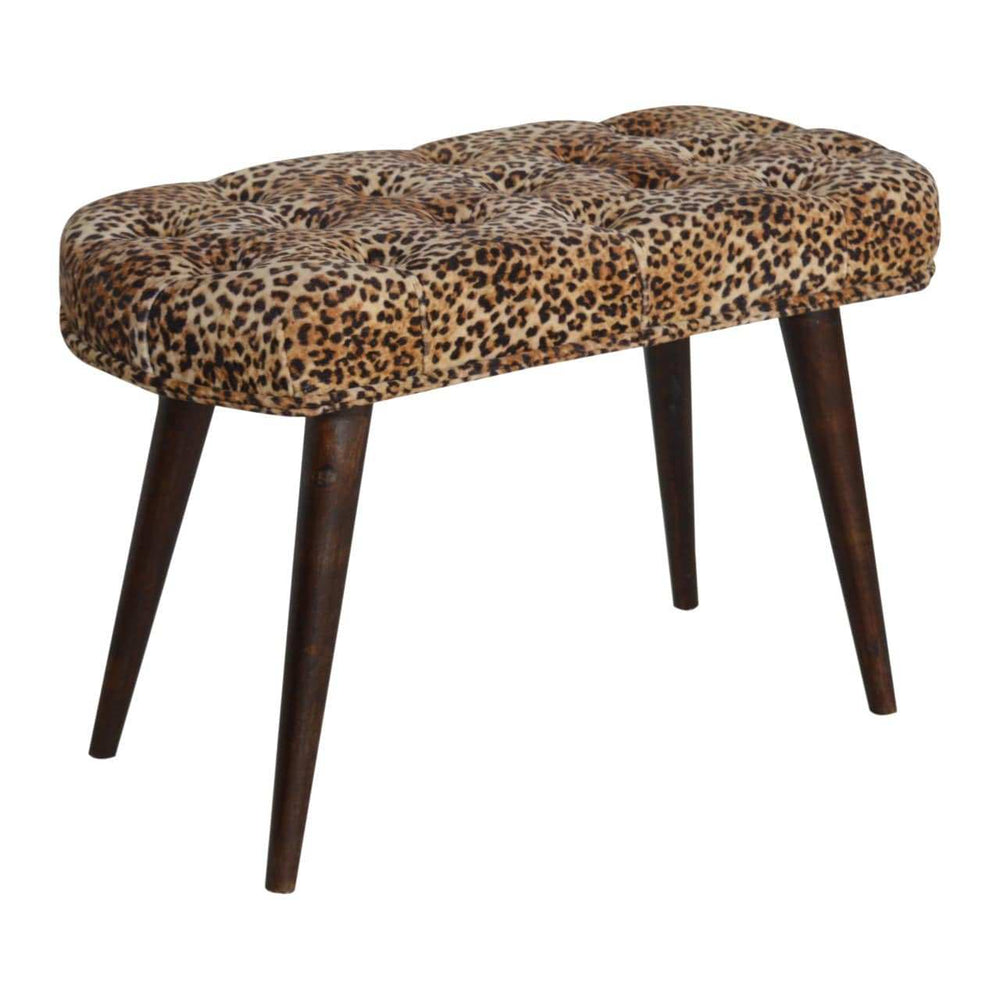 Leopard Print Deep Button Bench - Artisan Furniture - Flyclothing LLC