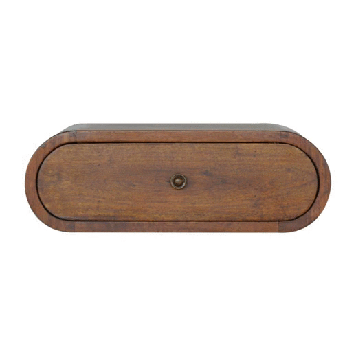 Wall Mounted Round Chestnut Bedside - Artisan Furniture - Flyclothing LLC
