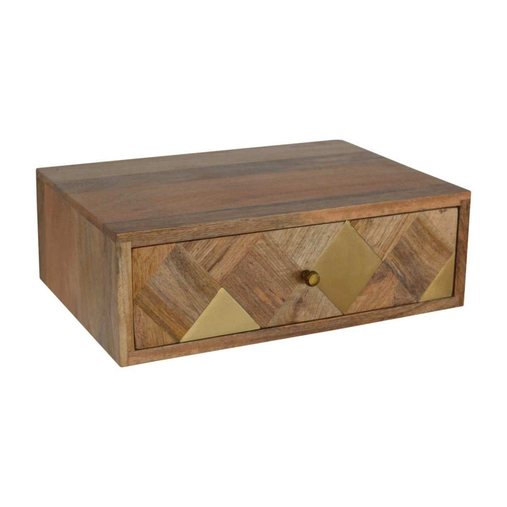 Wall Mounted Brass Inlay Nightstand - Artisan Furniture - Flyclothing LLC